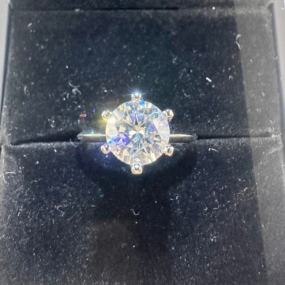 Moissanite Diamond Engagement Ring 1 Ct Six Prong Round Cut Brilliant 18K 925 - Picture 8 of 11